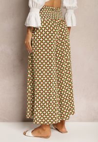 Renee - Jasnozielone Spodnie Culotes z Szerokimi Nogawkami i Gumką w Talii Demia. Okazja: na co dzień. Kolor: zielony. Materiał: materiał. Sezon: lato, wiosna. Styl: elegancki, casual