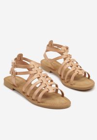 Renee - Beżowe Sandały w Stylu Rzymianek Addmea. Okazja: na co dzień. Zapięcie: sprzączka. Kolor: beżowy. Styl: elegancki, casual #6
