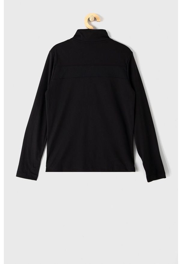 Nike Kids Longsleeve dziecięcy kolor czarny gładki. Okazja: na co dzień. Kolor: czarny. Materiał: dzianina. Długość rękawa: długi rękaw. Wzór: gładki. Styl: casual