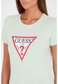 Guess - GUESS Zielony damski t-shirt bawełniany Original Tee, Rozmiar M. Kolor: zielony. Materiał: bawełna #4