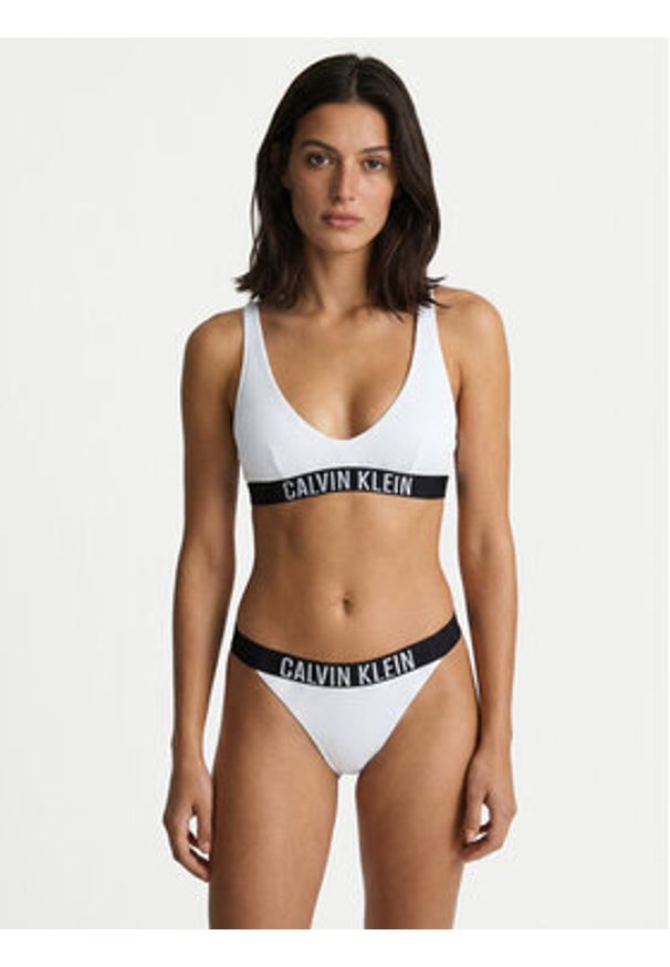 Calvin Klein Swimwear Góra od bikini LV00Q61211 Biały. Kolor: biały. Materiał: syntetyk
