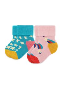 Happy-Socks - Happy Socks Zestaw 2 par wysokich skarpet dziecięcych KSST45-6300 Kolorowy. Materiał: materiał. Wzór: kolorowy #1