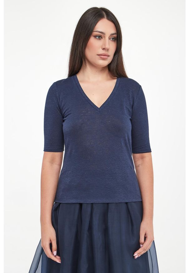 Weekend Max Mara - T-shirt damski lniany Opzione WEEKEND MAX MARA. Materiał: len