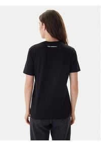 Karl Lagerfeld - KARL LAGERFELD T-Shirt B1W17091 Czarny Regular Fit. Typ kołnierza: dekolt w karo. Kolor: czarny. Materiał: bawełna #2