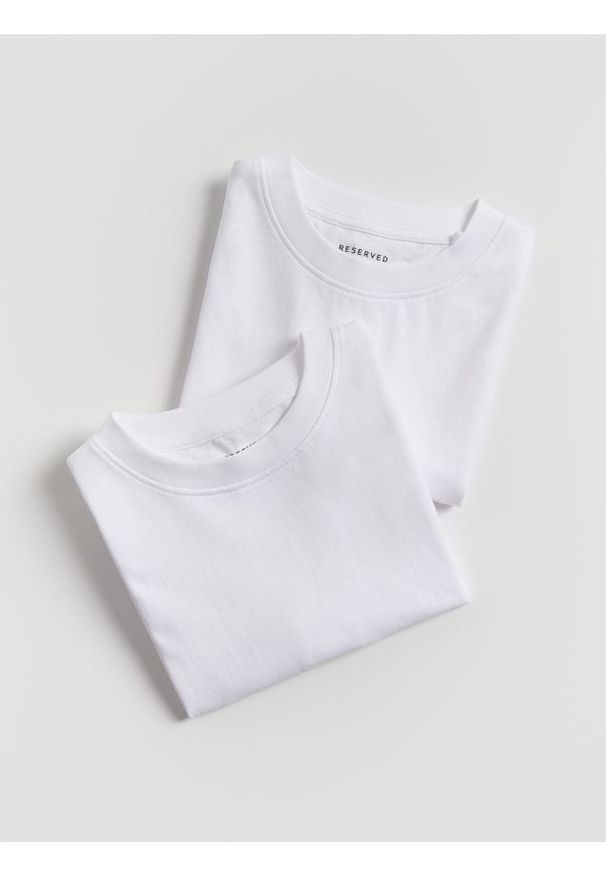 Reserved - Bawełniany t-shirt 2 pack - biały. Kolor: biały. Materiał: bawełna