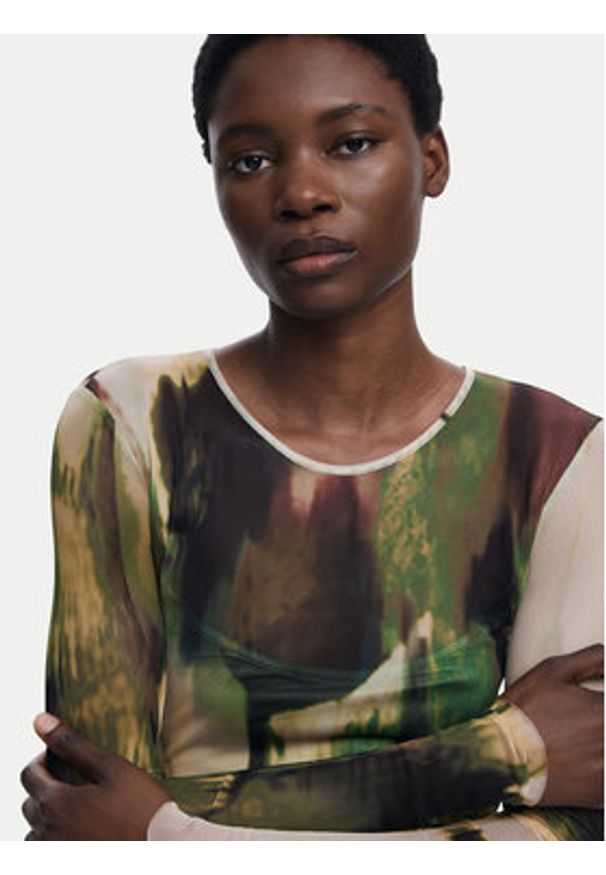 Desigual Sukienka codzienna Godiva 25WWVK41 Zielony Slim Fit. Okazja: na co dzień. Kolor: zielony. Materiał: syntetyk. Typ sukienki: proste. Styl: casual