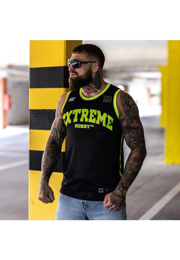 Koszulka koszykarska na ramiączkach męska EXTREME HOBBY NITRO. Kolor: czarny. Materiał: poliester, elastan. Długość rękawa: na ramiączkach. Sport: fitness