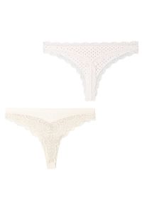 Białe Stringi Damskie Moraj 2 Pary. Kolor: biały. Materiał: tkanina #4