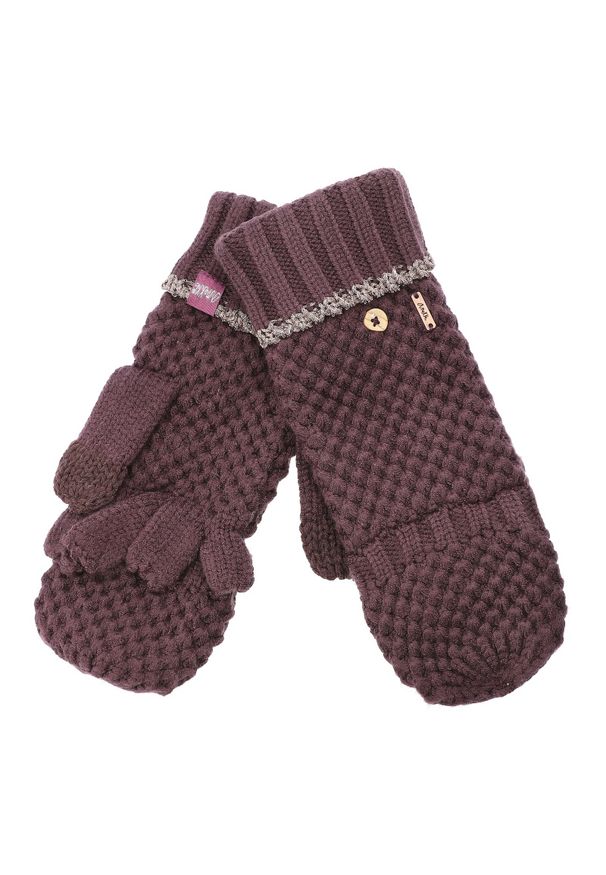 Fioletowe Eleganckie Dzianinowe Damskie Mitenki Anekke. Kolor: fioletowy. Materiał: dzianina. Sezon: zima. Styl: elegancki