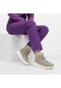 Big-Star - Beżowe Botki Big Star Damskie Ocieplane Buty. Okazja: na co dzień, na spacer. Zapięcie: bez zapięcia. Kolor: beżowy. Materiał: materiał, futro. Szerokość cholewki: normalna. Obcas: na platformie. Styl: casual #6