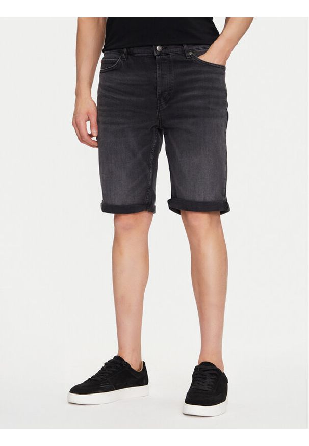 Hugo - HUGO Szorty jeansowe 50539932 Czarny Slim Fit. Kolor: czarny. Materiał: bawełna