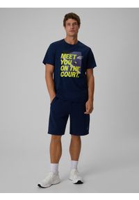 4f - 4F T-shirt regular z nadrukiem męski - granatowy L. Okazja: na co dzień. Kolor: niebieski. Materiał: bawełna, materiał, dzianina. Wzór: nadruk. Styl: wakacyjny, casual, sportowy #2