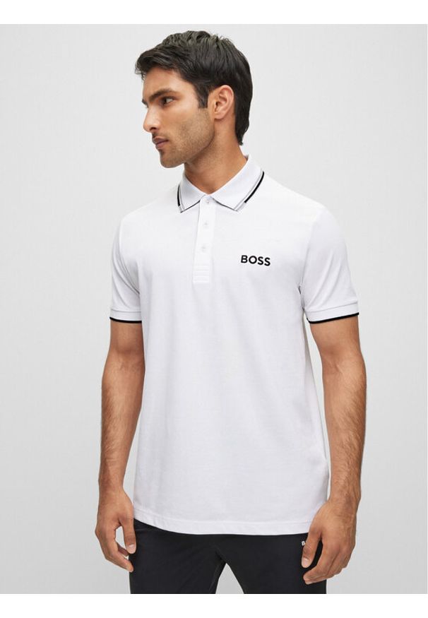 BOSS - Boss Polo Paddy Pro 50469102 Biały Regular Fit. Typ kołnierza: polo. Kolor: biały. Materiał: syntetyk, bawełna