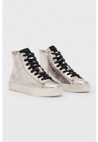 AllSaints trampki skórzane TANA damskie kolor srebrny WF543X. Nosek buta: okrągły. Zapięcie: sznurówki. Kolor: srebrny. Materiał: skóra. Styl: klasyczny #4