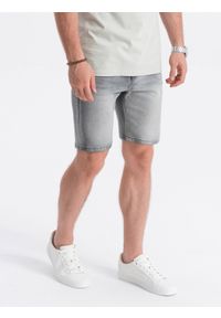 Ombre Clothing - Krótkie spodenki męskie jeansowe - szare V2 - Rozmiar: L. Kolor: szary. Materiał: jeans. Długość: krótkie #7