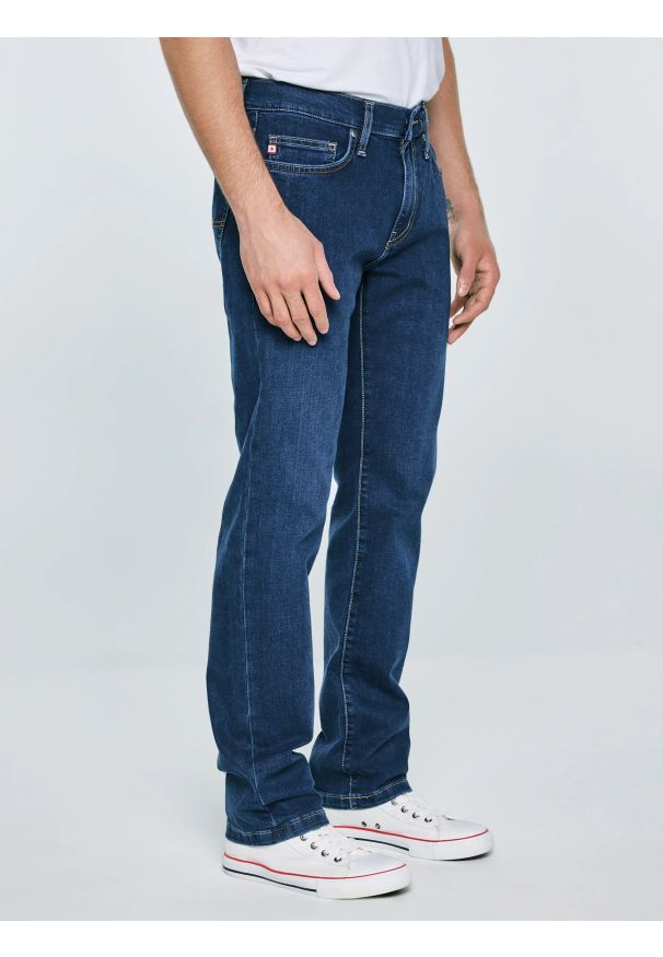 Big-Star - Jeansy męskie dopasowane granatowe Terry 499. Okazja: na co dzień. Stan: obniżony. Kolor: niebieski. Styl: casual