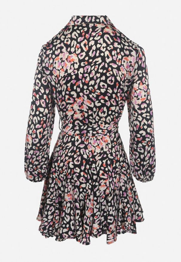 Born2be - Czarna Koszulowa Sukienka Mini z Wiązanym Paskiem Sonnad. Kolor: czarny. Materiał: materiał. Typ sukienki: koszulowe. Długość: mini