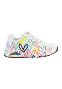 skechers - Buty na co dzień damskie SKECHERS SPREAD THE LOVE zdobienie w serca. Okazja: na co dzień. Kolor: biały, wielokolorowy, różowy. Wzór: aplikacja