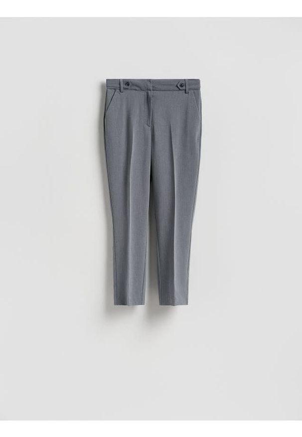 Reserved - Spodnie w kant - ciemnoszary. Kolor: szary. Materiał: wiskoza, tkanina