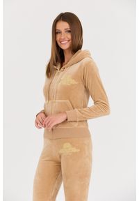 Juicy Couture - JUICY COUTURE Beżowa bluza Arched Metallic. Kolor: beżowy