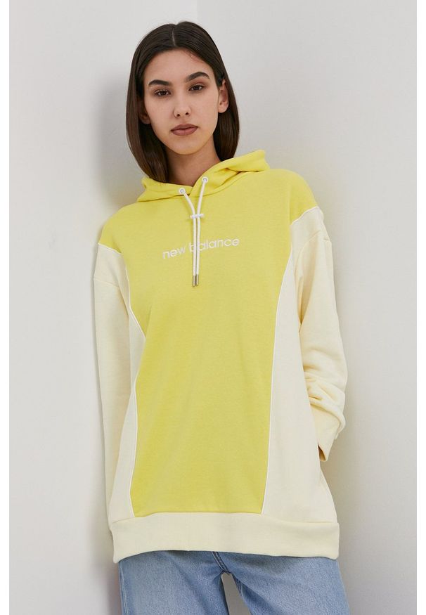 New Balance - Bluza. Okazja: na co dzień. Kolor: żółty. Długość rękawa: długi rękaw. Długość: długie. Styl: casual