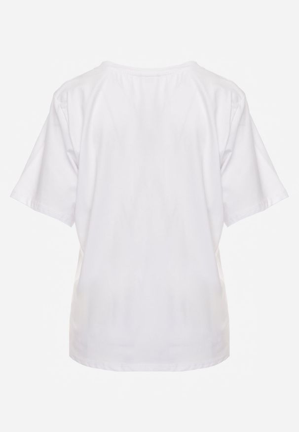 Renee - Biały T-shirt Bawełniany z Dekoltem w V Adozixie. Okazja: na co dzień. Kolor: biały. Materiał: bawełna. Styl: street, casual