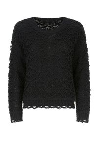 Ochnik - Ażurowy sweter damski. Kolor: czarny. Materiał: materiał. Długość: długie. Wzór: ażurowy. Sezon: zima #4