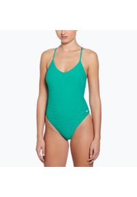 Strój pływacki jednoczęściowy damski Nike Swoosh Link Y-Back. Kolor: zielony