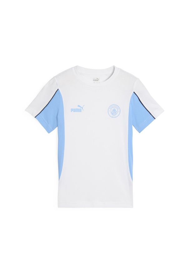 Puma - Męska koszulka Manchester City ftblARCHIVE PUMA White Team Light Blue. Kolor: wielokolorowy, niebieski, biały. Materiał: guma. Wzór: nadruk. Sport: piłka nożna