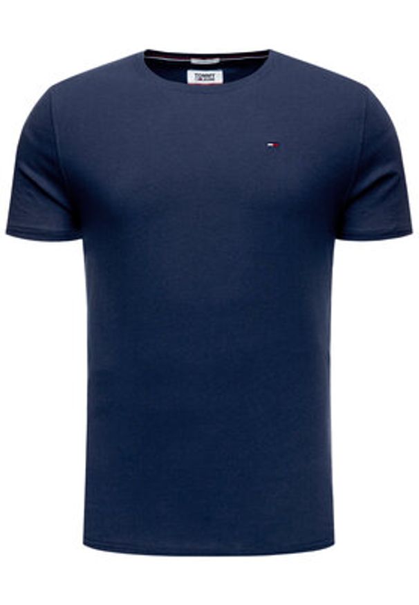 Tommy Jeans T-Shirt DM0DM04411 Granatowy Slim Fit. Kolor: niebieski. Materiał: bawełna
