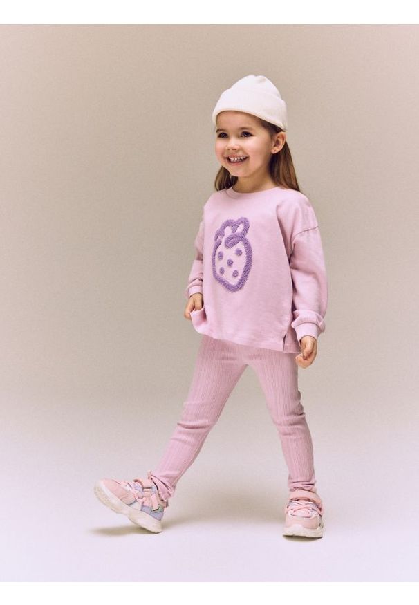 Reserved - Bawełniany komplet z aplikacją - lawendowy. Kolor: fioletowy. Materiał: bawełna. Wzór: aplikacja