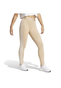 Adidas - Legginsy fitness damskie ADIDAS. Kolor: beżowy. Materiał: elastan, bawełna, materiał. Sport: fitness