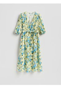 Reserved - Wzorzysta sukienka z wiskozy - złamana biel. Materiał: wiskoza