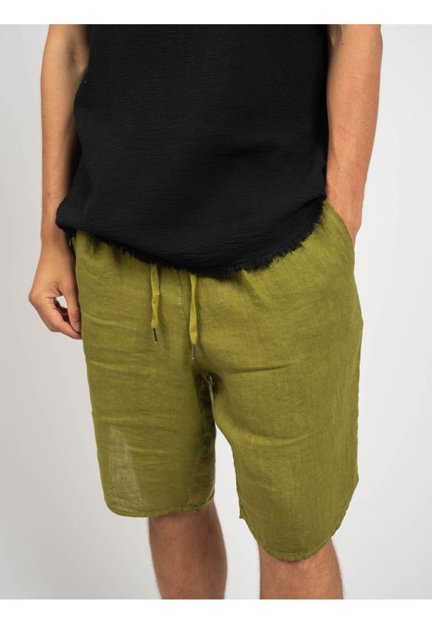 Xagon Man Szorty "Lino" | P2203 2V 58700 | Mężczyzna | Zielony. Okazja: na co dzień. Kolor: zielony. Materiał: len. Styl: casual
