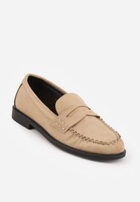 Renee - Beżowe Mokasyny VICES z Wkładką ze Skóry Naturalnej i Przeszyciami Astanie. Kolor: beżowy. Materiał: skóra. Sezon: wiosna. Styl: elegancki #9