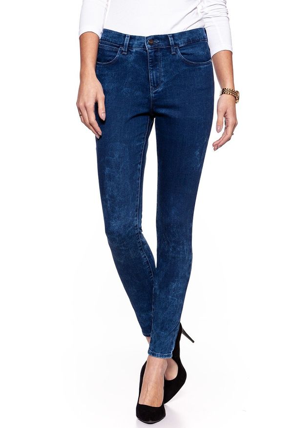 Wrangler - WRANGLER HIGH SKINNY BLUE MARBLE W27H6890M. Stan: podwyższony