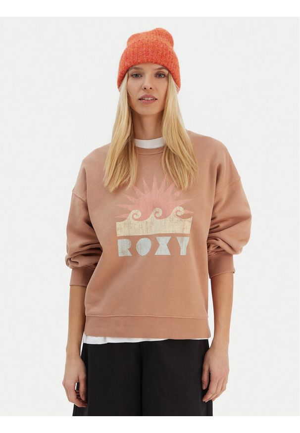 Roxy Bluza ERJFT04874 Brązowy Relaxed Fit. Kolor: brązowy. Materiał: bawełna