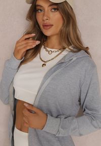 Renee - Szara Bluza Rhodothee. Kolor: szary. Materiał: jeans, dzianina. Długość rękawa: na ramiączkach. Długość: długie. Wzór: jednolity. Sezon: jesień, zima. Styl: sportowy #5