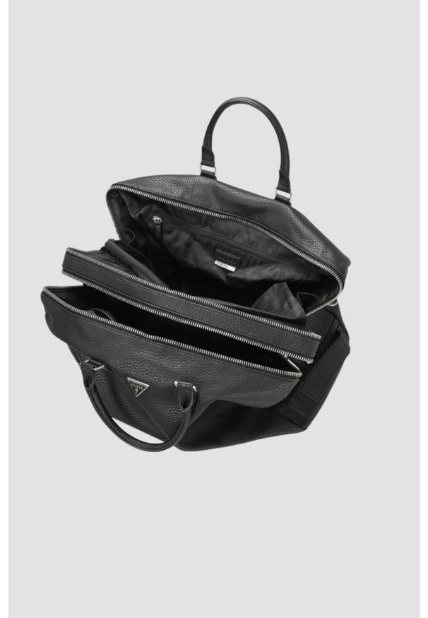 Guess - GUESS Czarna męska podróżna torba Torino Duffle. Kolor: czarny. Materiał: skóra ekologiczna