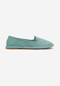 Born2be - Niebieskie Espadryle Balerinki z Ozdobnymi Przeszyciami Firavione. Okazja: na co dzień, na imprezę. Kolor: niebieski. Materiał: len. Sezon: lato. Styl: klasyczny, casual