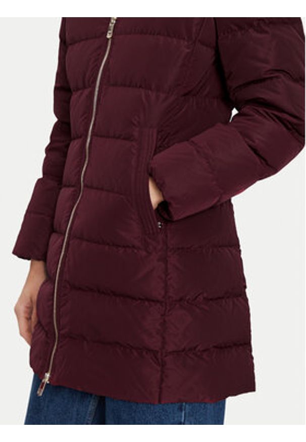 TOMMY HILFIGER - Tommy Hilfiger Płaszcz zimowy Heritage WW0WW43234 Bordowy Regular Fit. Kolor: czerwony. Materiał: syntetyk. Sezon: zima