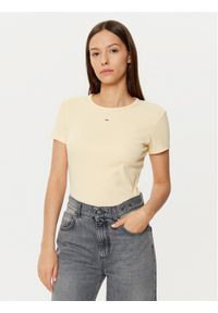 Tommy Jeans T-Shirt Essential DW0DW17383 Beżowy Slim Fit. Kolor: beżowy. Materiał: bawełna #1