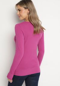 Born2be - Fioletowy Sweter Klasyczny z Trójkątnym Dekoltem z Domieszką Kaszmiru Taielle. Okazja: do pracy, na co dzień. Kolor: fioletowy. Materiał: kaszmir. Styl: klasyczny #7