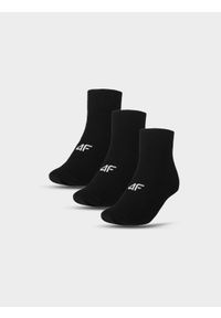 4f - Skarpetki casual za kostkę (3-pack) dziecięce - czarne. Kolor: czarny. Materiał: bawełna, poliamid, włókno, materiał