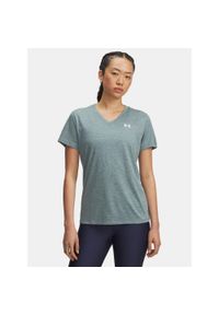 Koszulka fitness damska Under Armour V-Neck krótki rękaw. Kolor: niebieski. Długość rękawa: krótki rękaw. Długość: krótkie. Sport: fitness #1