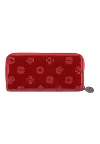 Wittchen - Damski portfel skórzany lakierowany tłoczony czerwony. Kolor: czerwony. Materiał: skóra, lakier. Wzór: aplikacja #4