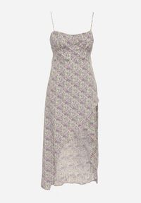 Born2be - Fioletowa Rozkloszowana Sukienka Ozdobiona Geometrycznym Wzorem Taelissa. Okazja: na co dzień. Kolor: fioletowy. Wzór: aplikacja, geometria. Sezon: wiosna, lato. Styl: casual, elegancki #6