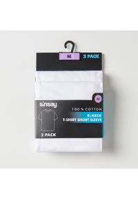 Sinsay - Koszulka slim fit 2 pack - Biały. Kolor: biały
