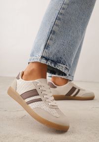 Born2be - Brązowe Sneakersy Kultowe Tenisówki z Plecioną Strukturą Loraebelle. Nosek buta: okrągły. Zapięcie: sznurówki. Kolor: brązowy. Materiał: skóra, materiał. Obcas: na obcasie. Wysokość obcasa: niski #1