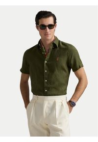 Polo Ralph Lauren Koszula 710968912002 Khaki Custom Fit. Typ kołnierza: polo. Kolor: brązowy. Materiał: len